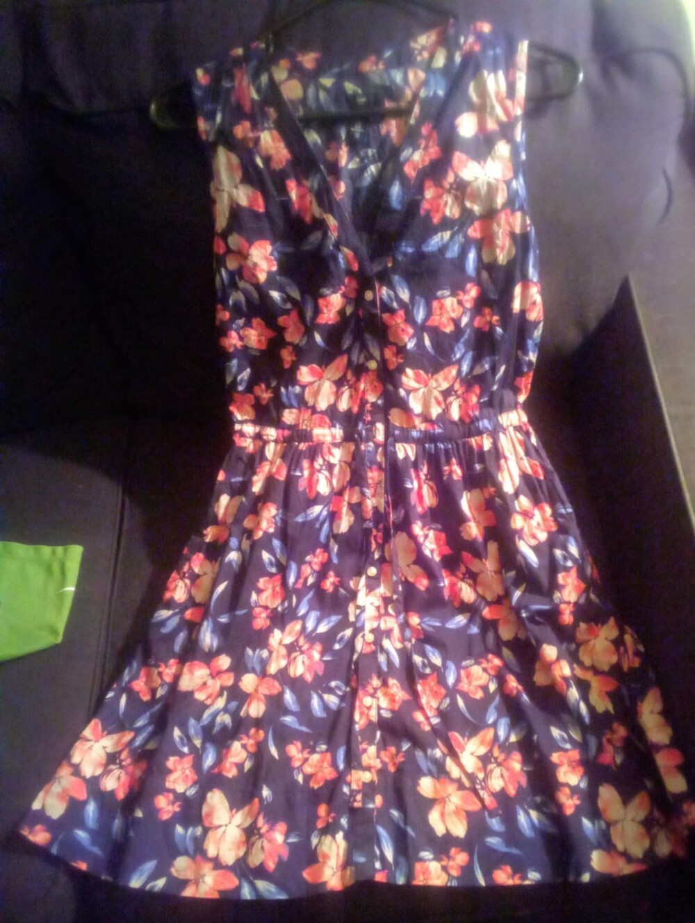 Gap Factory Floral Sleeveless Mini Dress Navy Blue Orange Size 0 100% Cotton Lin